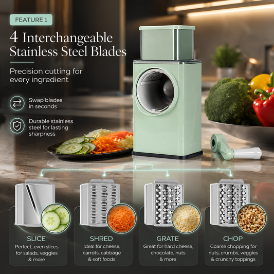 4 in 1 Multi-Function Vegetable Cutter & Slicer with Stainless Steel Blades