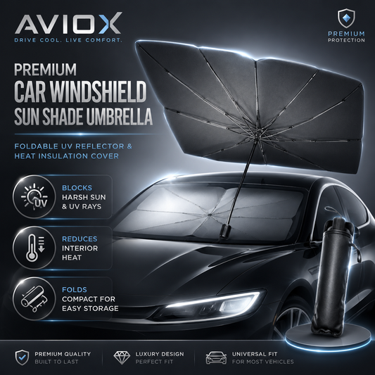Premium Car Windshield Sun Shade Umbrella – Foldable UV Protection Car Front Window Cover
