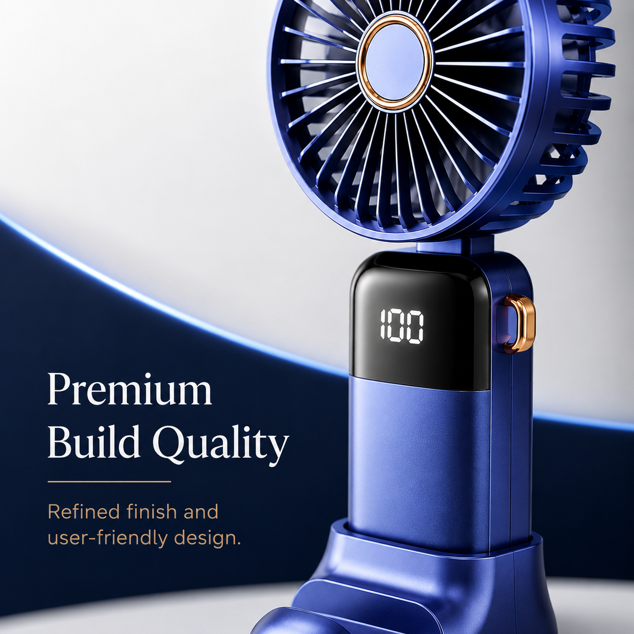 Digital Display Portable Mini Fan – Rechargeable Handheld Cooling Fan with Battery Display