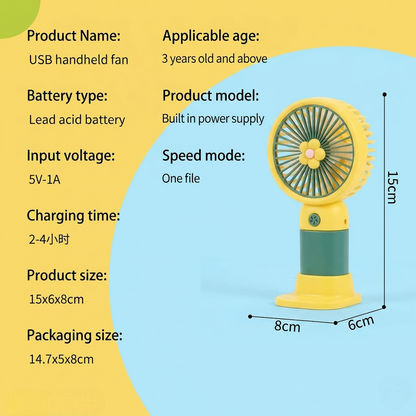 Portable Mini USB Rechargeable Handheld Fan with Stand | Cute Flower Desktop Cooling Fan