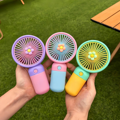 Portable Mini USB Rechargeable Handheld Fan with Stand | Cute Flower Desktop Cooling Fan