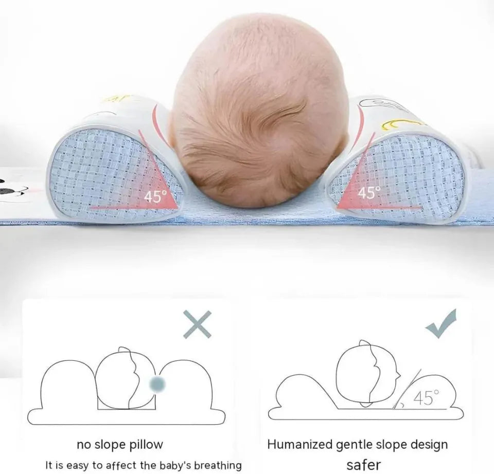 Baby Head Shaping Pillow for Newborns – Soft Memory Foam Infant Anti-Flat Head Support Cushion