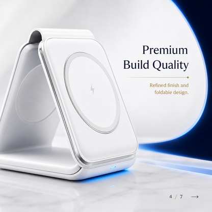 3 in 1 Magnetic Foldable Wireless Charging Station 15W Fast Charger for iPhone, AirPods & Smartwatch