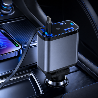 4 In 1 Multi Functional Car Charger with Star Light | Fast Charging USB Car Charger