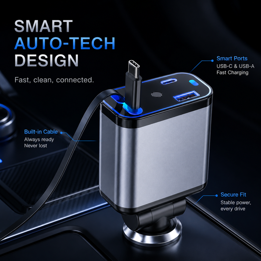4 In 1 Multi Functional Car Charger with Star Light | Fast Charging USB Car Charger