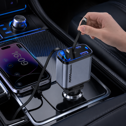 4 In 1 Multi Functional Car Charger with Star Light | Fast Charging USB Car Charger