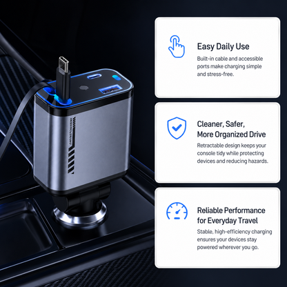 4 In 1 Multi Functional Car Charger with Star Light | Fast Charging USB Car Charger