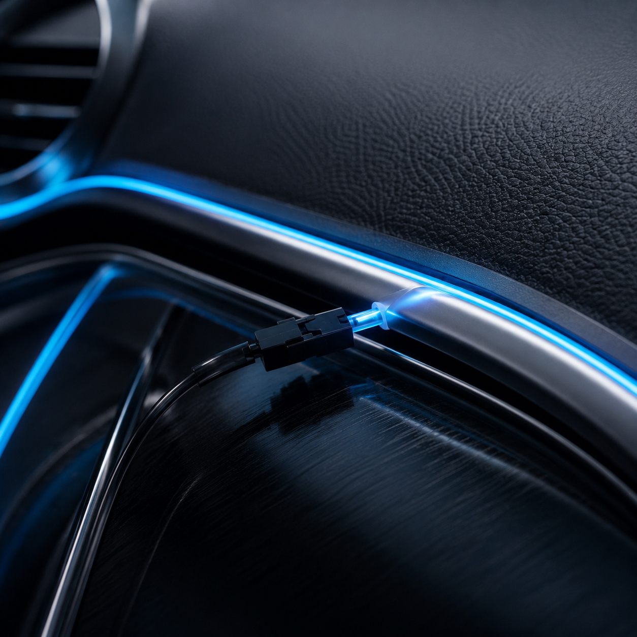 Flexible EL Wire LED Strip Car Interior Ambient Light – Ice Blue 2 Meter Cigarette Lighter Powered