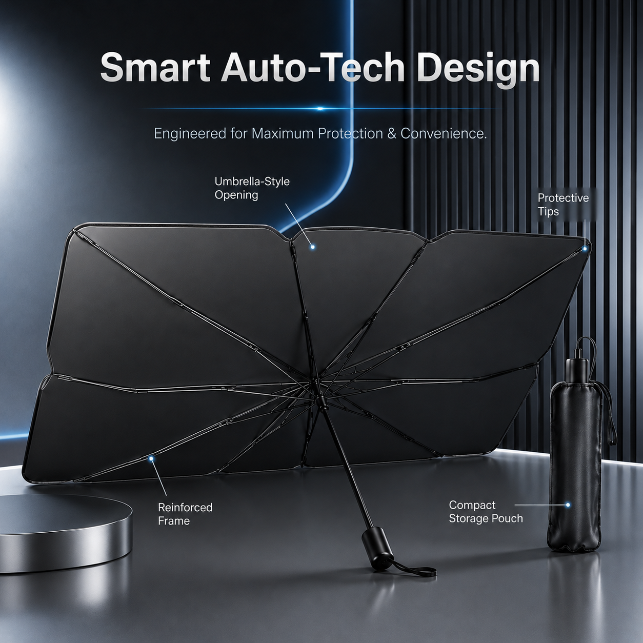Premium Car Windshield Sun Shade Umbrella – Foldable UV Protection Car Front Glass Sun Protector