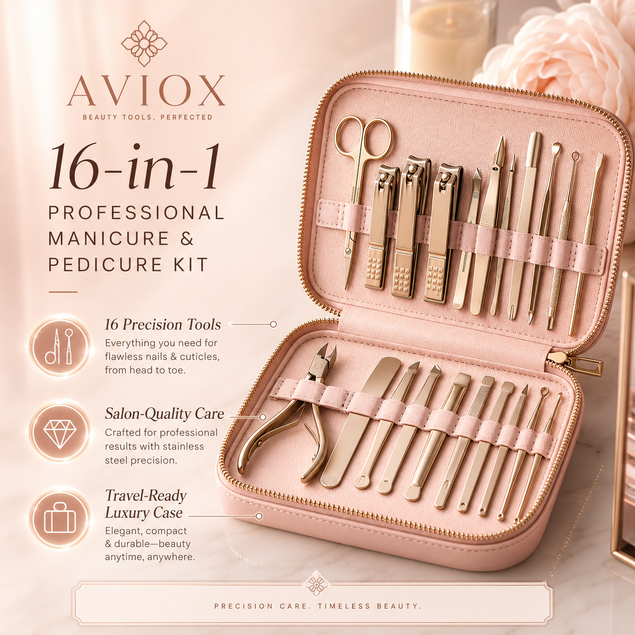 16-in-1 Professional Manicure & Pedicure Kit for Nail Care