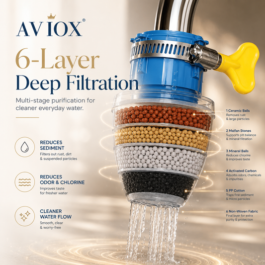 6 Layer Faucet Filter Anti Splash Water Saving Tap Purifier for Kitchen