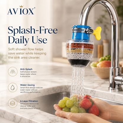 6 Layer Faucet Filter Anti Splash Water Saving Tap Purifier for Kitchen