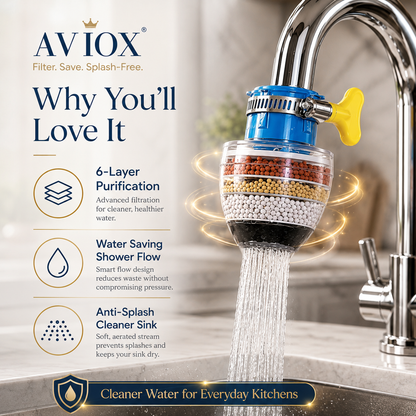 6 Layer Faucet Filter Anti Splash Water Saving Tap Purifier for Kitchen