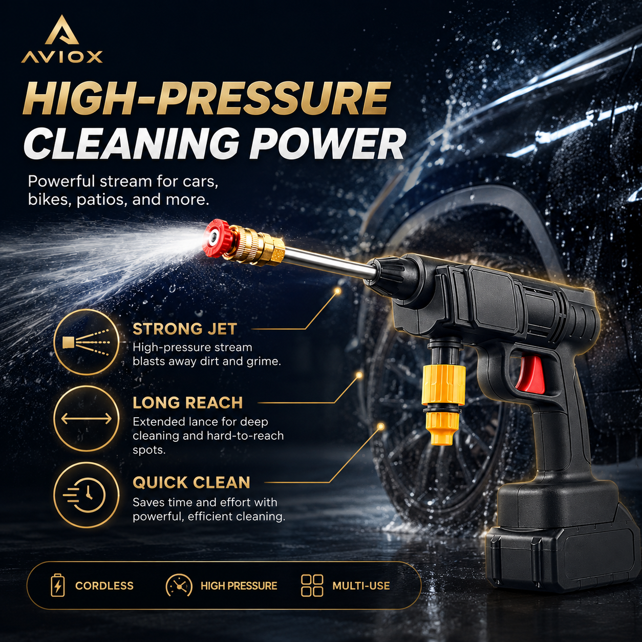 Automatic Cordless Car Wash Spray Gun – Portable High Pressure Washer for Home & Car
