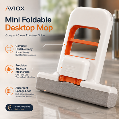 Mini Foldable Desktop Mop – Portable Handheld Cleaning Mop for Desk, Table & Glass