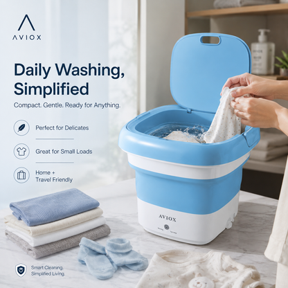 Foldable Mini Washing Machine – Portable Compact Laundry Washer for Travel & Home