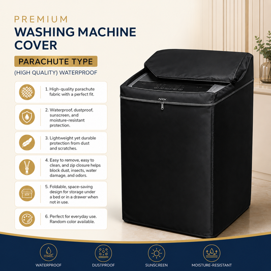 Single Washing Machine Cover Waterproof – Parachute Type High Quality Dustproof Cover (Random Color)
