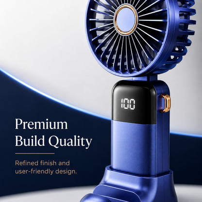 Digital Display Portable Mini Fan – Rechargeable Handheld Cooling Fan with Battery Display