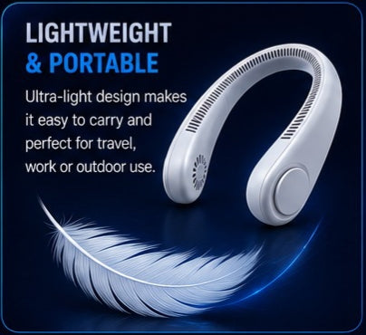 Portable USB Rechargeable Neck Hanging Fan | Hands-Free Wearable Mini Cooling Fan