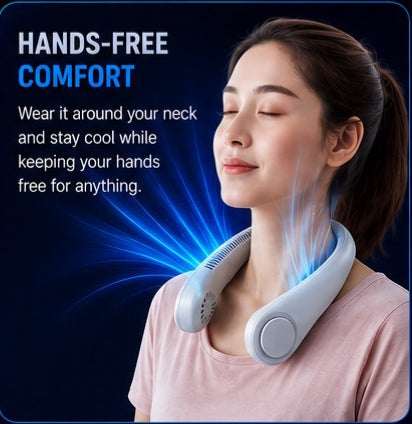 Portable USB Rechargeable Neck Hanging Fan | Hands-Free Wearable Mini Cooling Fan