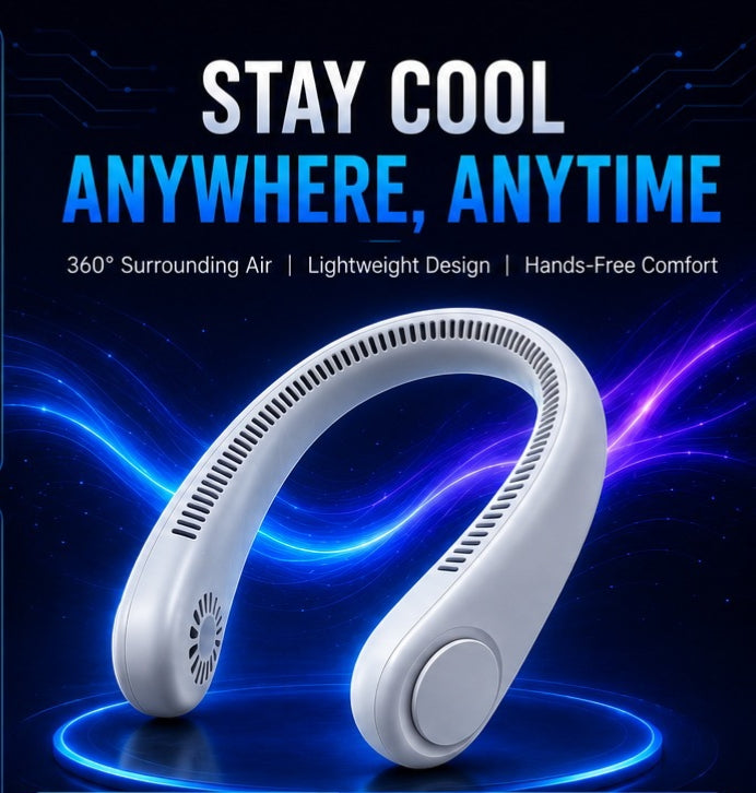 Portable USB Rechargeable Neck Hanging Fan | Hands-Free Wearable Mini Cooling Fan