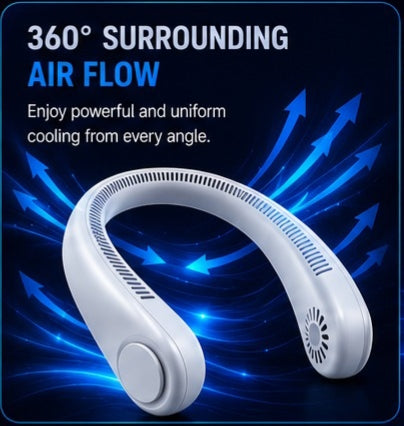 Portable USB Rechargeable Neck Hanging Fan | Hands-Free Wearable Mini Cooling Fan