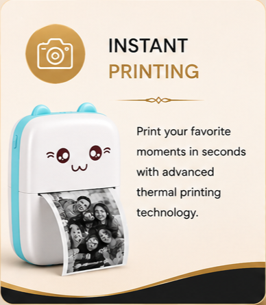 Mini Thermal Photo Printer Portable Bluetooth Pocket Printer for Android & iPhone