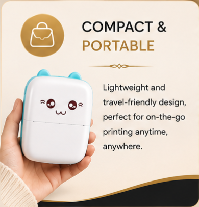 Mini Thermal Photo Printer Portable Bluetooth Pocket Printer for Android & iPhone