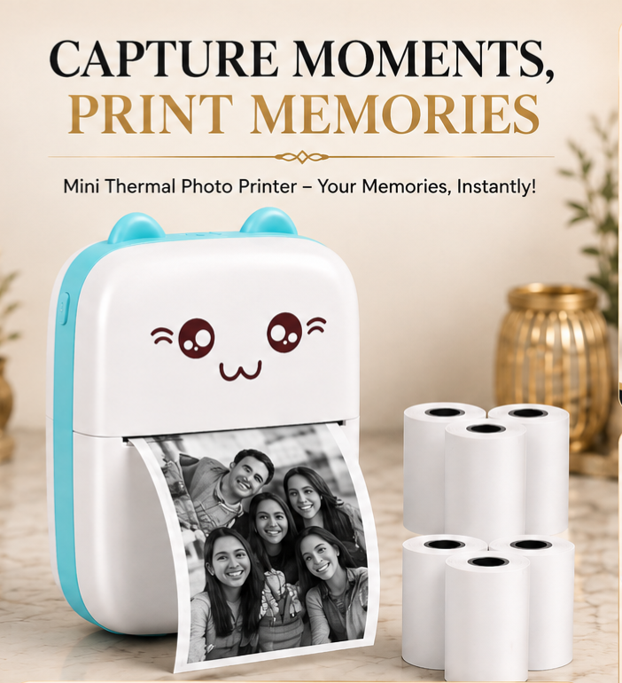 Mini Thermal Photo Printer Portable Bluetooth Pocket Printer for Android & iPhone