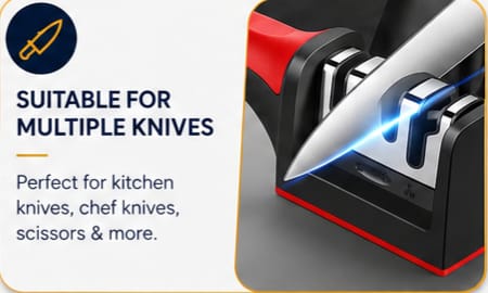 Premium 3-Stage Knife Sharpener – Professional Kitchen Knife Sharpening Tool for Home & Chef Use