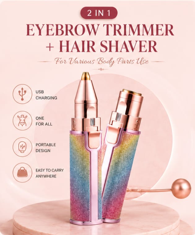 2-in-1 Electric Eyebrow Trimmer & Facial Hair Remover for Women – Portable Precision Hair Removal Tool