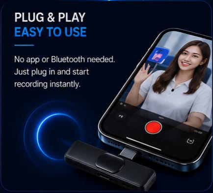 K9 Wireless Microphone for Android & iPhone – Portable Clip-On Lavalier Mic for Vlogging, YouTube, TikTok & Live Streaming