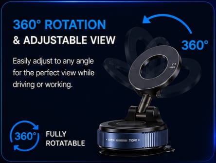 360° Magnetic Phone Holder for Car Dashboard & Air Vent – Strong Magnetic Mobile Mount Stand