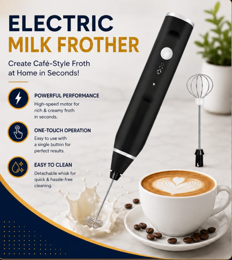 Electric Coffee Beater & Milk Frother Handheld Mixer | Portable Coffee Frother for Cappuccino, Latte & Hot Drinks
