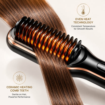 909 Hair Straightening Brush – 2-in-1 Electric Hair Straightener & Curler